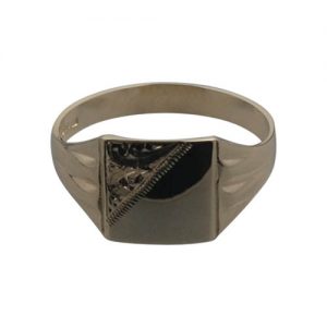 9ct Gold 11x11mm gents engraved square Signet Ring Sizes R-W