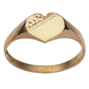 9ct Gold 9x9mm ladies engraved heart shaped Signet Ring Sizes J-Q