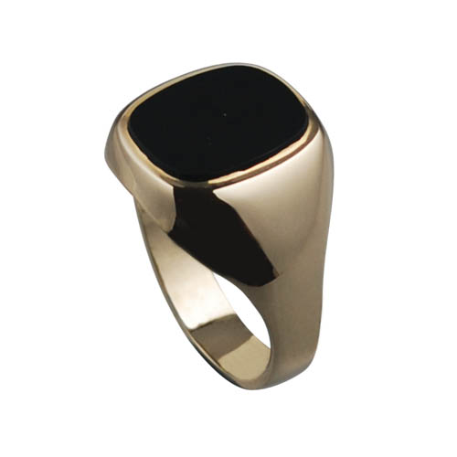 9ct Gold 15x13mm onyx cushion gents Signet Ring Sizes R-W - Image 2