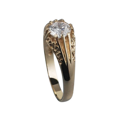 9ct Gold CZ set with carved shoulders Dress Ring Sizes R-W - Image 2