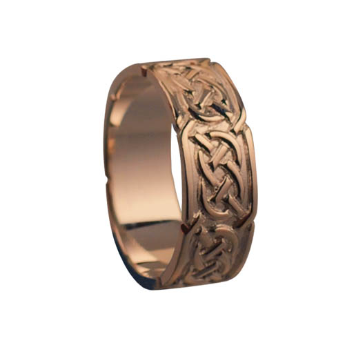 9ct Rose Gold 8mm celtic Wedding Ring Sizes R-Z+1 - Image 2