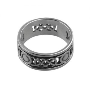 Silver oxidized 8mm pierced celtic Wedding Ring Sizes L-Q