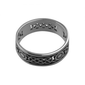 Silver oxidized 8mm pierced celtic Wedding Ring Sizes R-Z+1