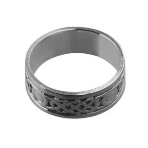 9ct White Gold 8mm celtic Wedding Ring Sizes R-Z+1