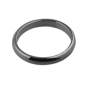 18ct White Gold plain D shaped Wedding Ring 3mm wide Sizes I-P