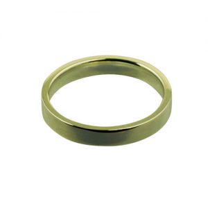 18ct Gold 3mm plain flat Court shaped Wedding Ring Sizes I-P