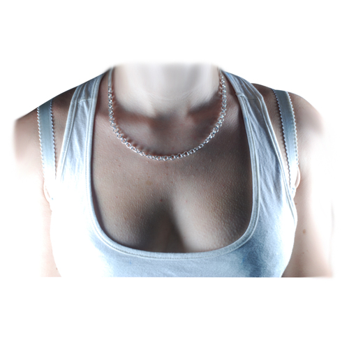 Silver 6.1mm wide fancy handmade Alternating Circle and Cross Bars Necklace Chain 18 inches - Image 3