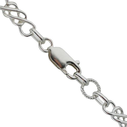 Silver 6mm wide fancy handmade Alternating Twisted Circle and Celtic Necklace Chain 20 inches - Image 2