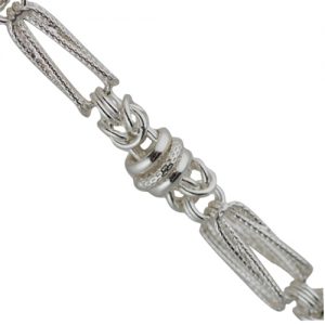 Silver 5.8mm wide fancy handmade knot & fetter Bracelet Chain 7.5 inches