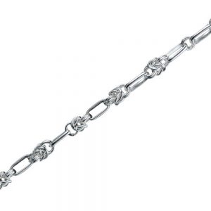Silver 4.6mm wide fancy handmade Alternating Byzantine and Plain Long Link Chain in lengths from 7-20 inches