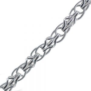 Silver 10mm wide fancy handmade Textured Ornate Chain in lengths from 7-18 inches