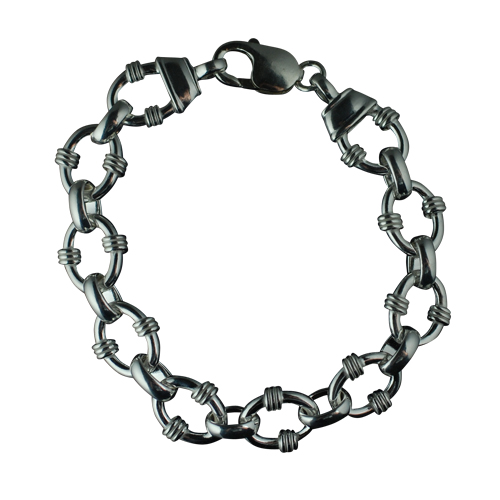 Silver 13mm wide fancy handmade traditional large oval link Bracelet Chain 7.5 inches - Image 4