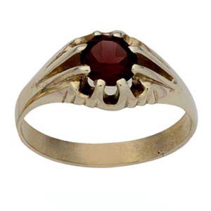 9ct Gold Garnet set solitaire Dress Ring Sizes R-Z