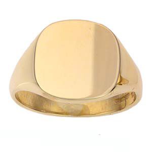Gold Plain Cushion Signet Rings
