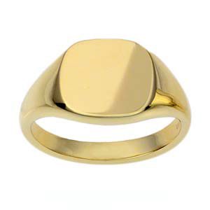 9ct Gold 13x13mm solid cushion Signet Ring Sizes R-W