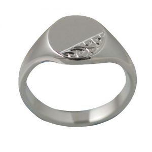 Silver 14x12mm hand engraved solid oval Signet Ring Sizes N-W