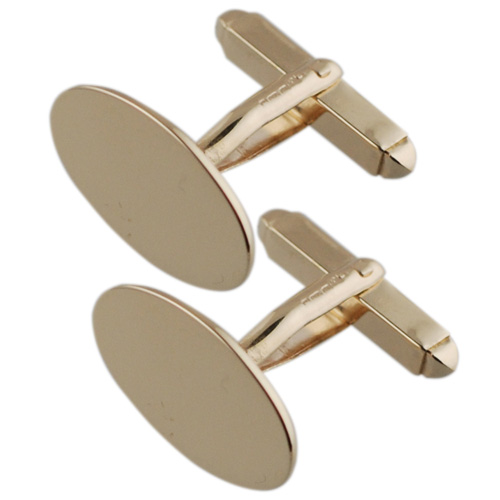 9ct Gold 19x11mm oval plain swivel Cufflinks