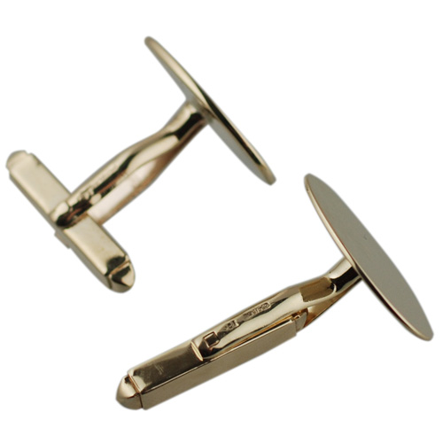 9ct Gold 19x11mm oval plain swivel Cufflinks - Image 3