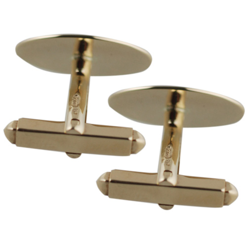 9ct Gold 19x11mm oval plain swivel Cufflinks - Image 4
