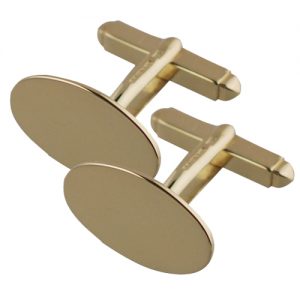 18ct Gold 19x11mm oval plain swivel Cufflinks