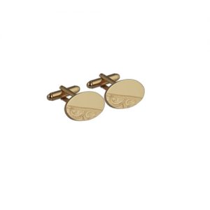 Hard Gold Plated 13x22mm oval hand engraved swivel Cufflinks