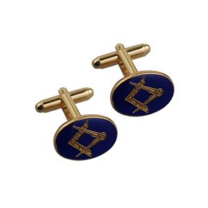 Hard Gold Plated 14x19mm oval cold cure enamel Masonic swivel Cufflinks