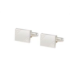Silver 12x17mm oblong hand engraved swivel Cufflinks