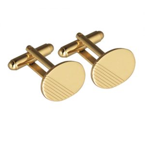 Hard Gold Plated 12x17mm oval lined swivel Cufflinks