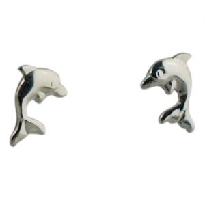 Silver 10x8mm Dolphin stud Earrings