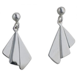 Silver 21x11mm plain Fan Earring Droppers