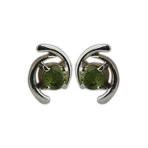 Silver 12x7mm Earrings set with 4mm round Peridot