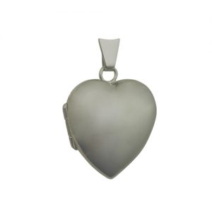 18ct White Gold 21x19mm heart shaped plain Locket