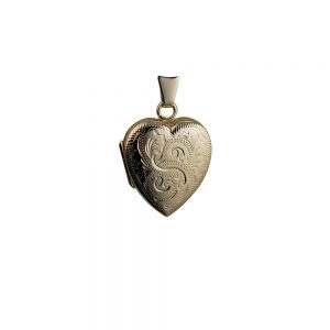 9ct Gold 21x19mm heart shaped hand engraved Locket