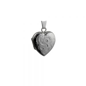 Silver 21x19mm heart shaped hand engraved Locket
