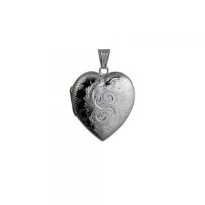 Silver 30x28mm heart shaped hand engraved Locket