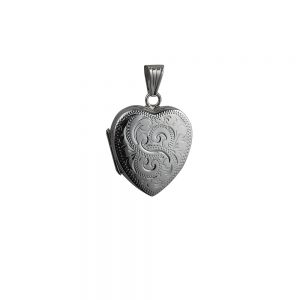 Silver 24x20mm heart shaped hand engraved Locket