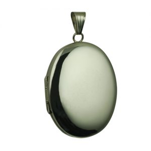 18ct White Gold 35x26mm oval plain Locket