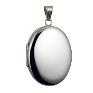 9ct White Gold 35x26mm oval plain Locket