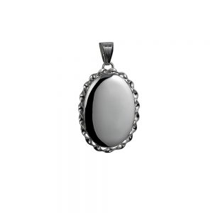 Silver 29x22mm oval plain twisted wire edge Locket
