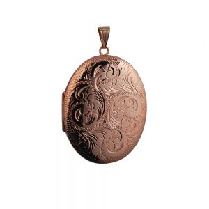 9ct Rose Gold 45x35mm oval hand engraved Locket