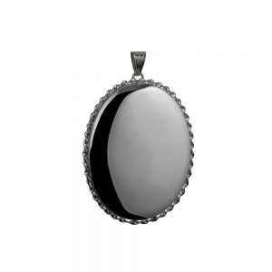 Silver 48x38mm oval plain twisted wire edge Locket