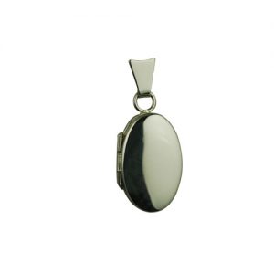 18ct White Gold 18x11mm oval plain Locket
