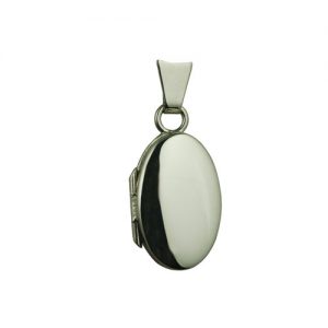9ct White Gold 18x11mm oval plain Locket