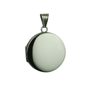 9ct White Gold 23mm round plain flat Locket