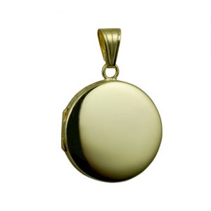 18ct Gold 23mm round plain flat Locket