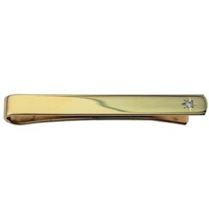 Hard Gold Plated 6x55mm star set CZ Tie Slide