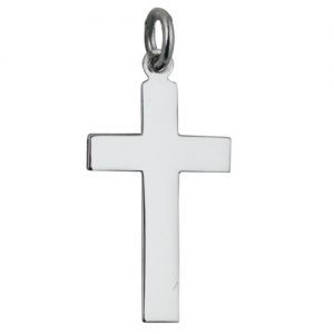 9ct White Gold 24x14mm plain flat latin Cross