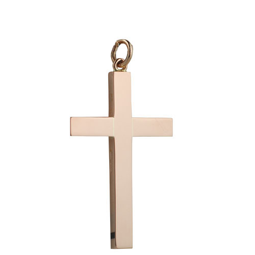 9ct Rose Gold 40x25mm plain solid block Cross