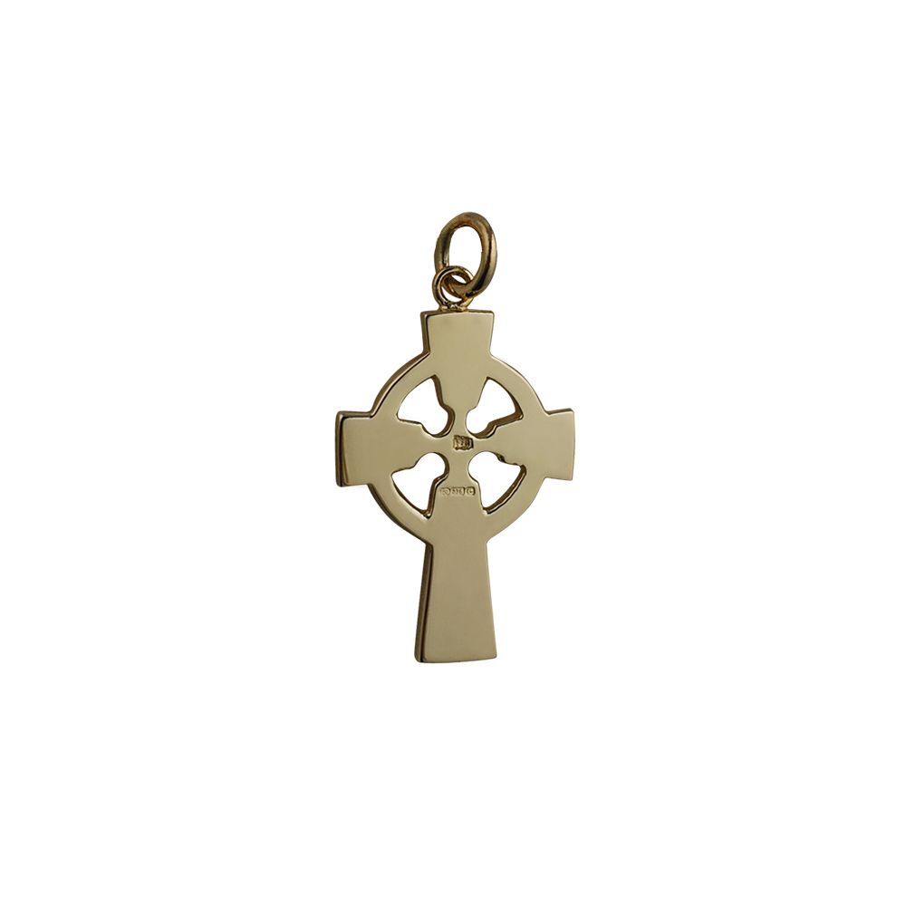 9ct Gold 28x20mm hand engraved knot pattern Celtic Cross - Image 2