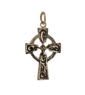 9ct Rose Gold 28x20mm hand engraved Celtic Cross